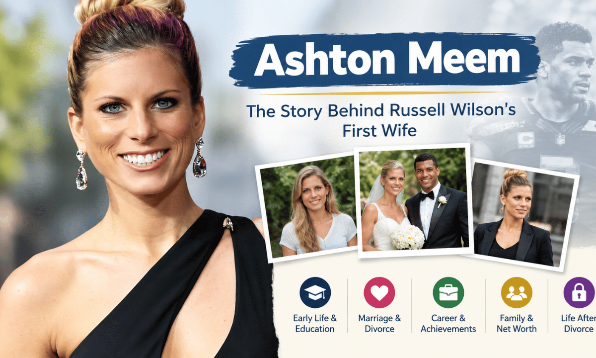 Ashton Meem feature image highlighting her early life, marriage to Russell Wilson, career, family, net worth, and life after divorce.
