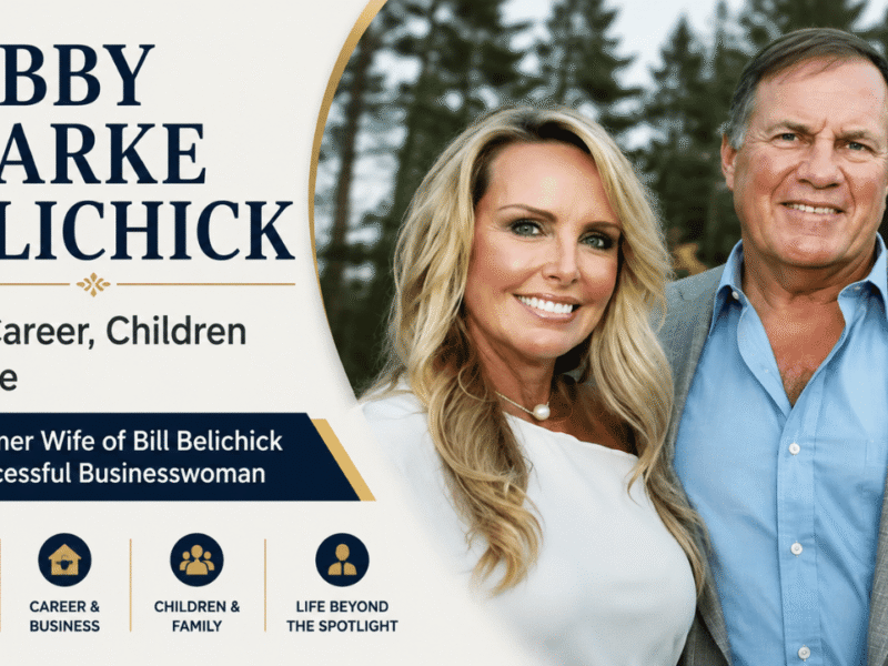 Feature image about Debby Clarke Belichick, highlighting her life, career, children, marriage to Bill Belichick, and life beyond the public spotlight.
