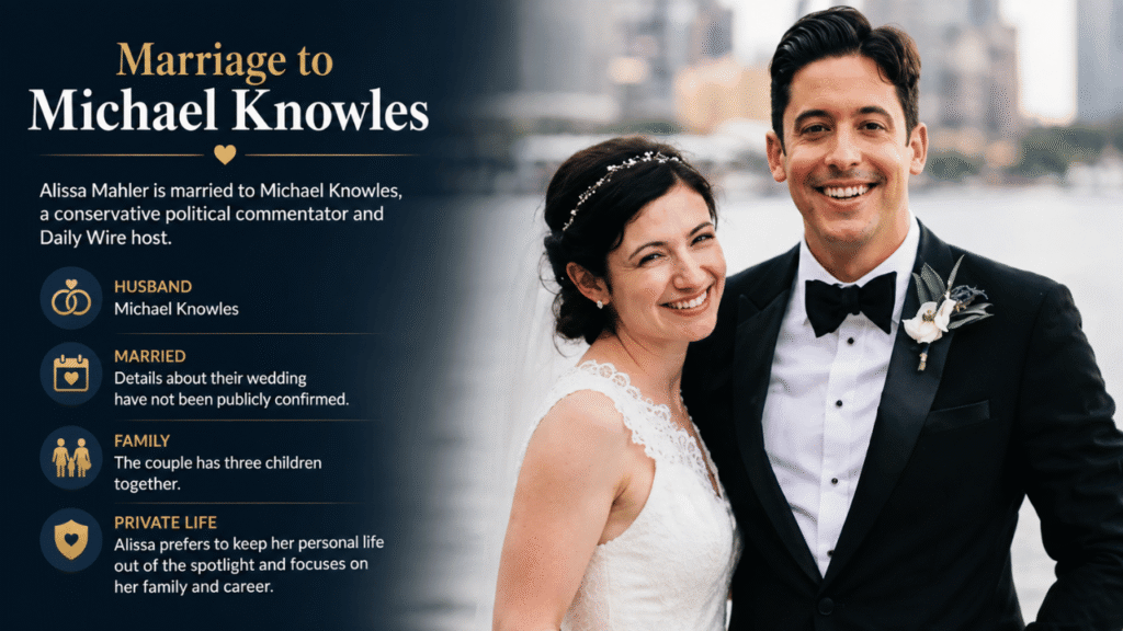 Alissa Mahler and Michael Knowles at their wedding, highlighting their marriage and family life.