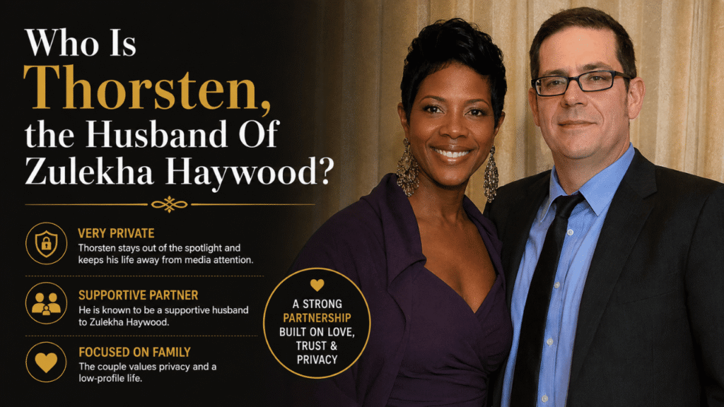 Zulekha Haywood with her husband Thorsten in a family-focused feature about their private relationship.